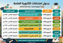 ترتيبات امتحانات الشهادة الثانوية العامة لعام 2026 في اليمن وزارة التربية والتعليم