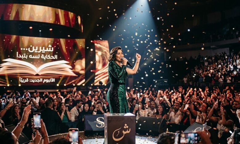 الفنانة شيرين عبد الوهاب في حفل غنائي ضخم على المسرح