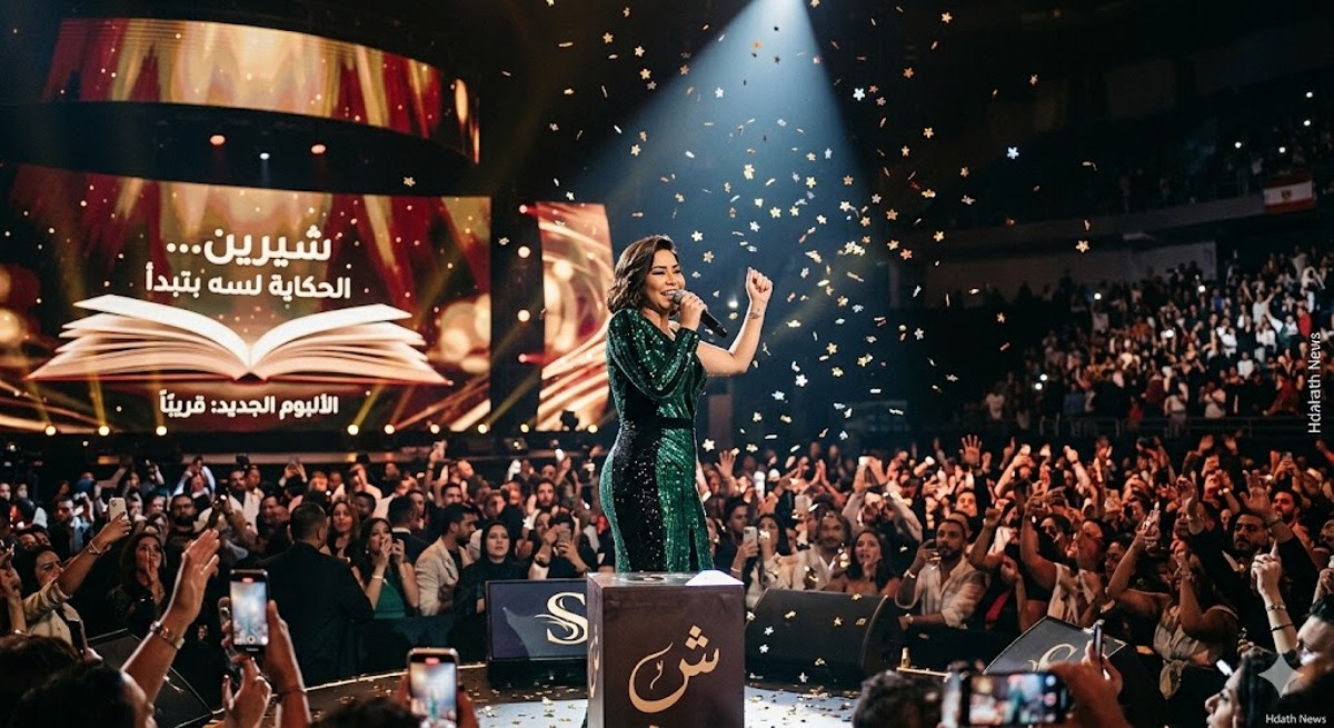 الفنانة شيرين عبد الوهاب في حفل غنائي ضخم على المسرح