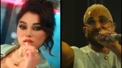 الفنان أحمد سعد والفنانة هيفاء وهبي في حفل لندن المشترك.