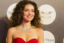 جيهان الشماشرجي فستان بيج أسبوع الموضة باريس